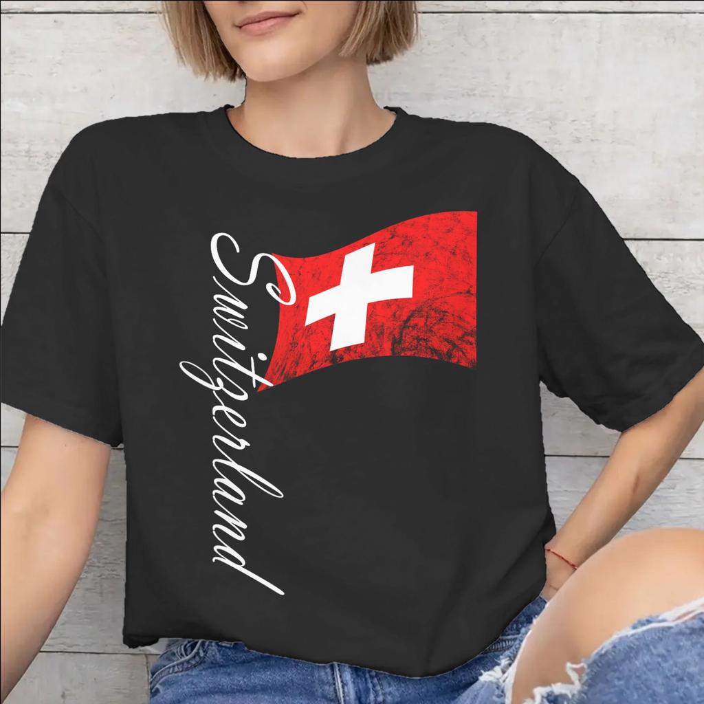 Swiss Switzerland Flag Accessories Unisex T Shirt Pure Cotton Tee Graphic Printed Tshirt Clothing