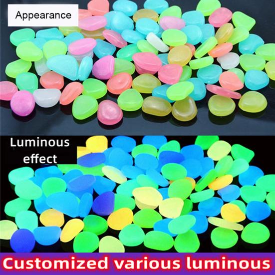 Glow-in-the-Dark Garden Stones Colorful Decorative Aquarium Pebbles Fish Tank Rocks 0.8-1.1cm Luminous Pebbles for Outdoor Walkway Aquarium Landscape