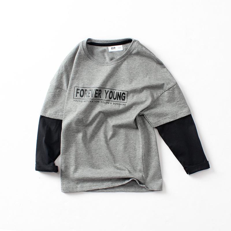 2024 Fall Korean Kids' Cotton Long-Sleeve T-Shirts for Boys - Middle & Large Sizes