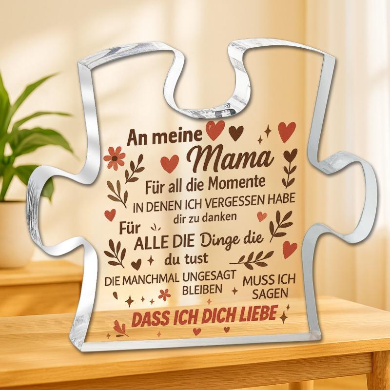 

2D Flat, German Mom Puzzle-Shaped Acrylic Desktop Decoration Plaque, Home Decor Plaque Hanging Wall Art Decorative Garden Decoration for Room Door Sig 8*10CM