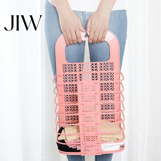 Plastic Laundry Storage Container Foldable Basket, Breathable Hollow Design, Wall Mounted Narrow Space Organizer Saving Organizer, for