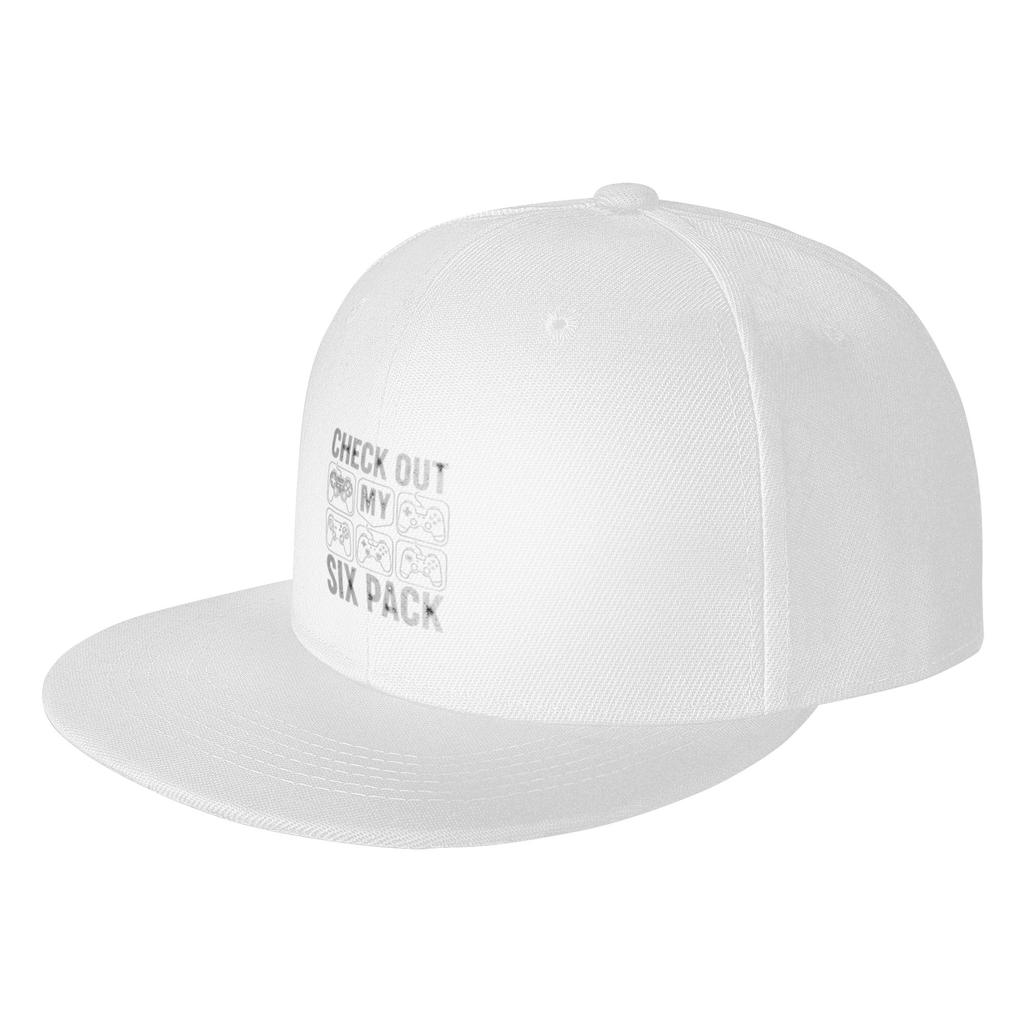 Fashion Check Out My SixPack Video Game Controller Fitness Flat Brim Sun Hat Denim Sun Hat Unisexs Summer Cap
