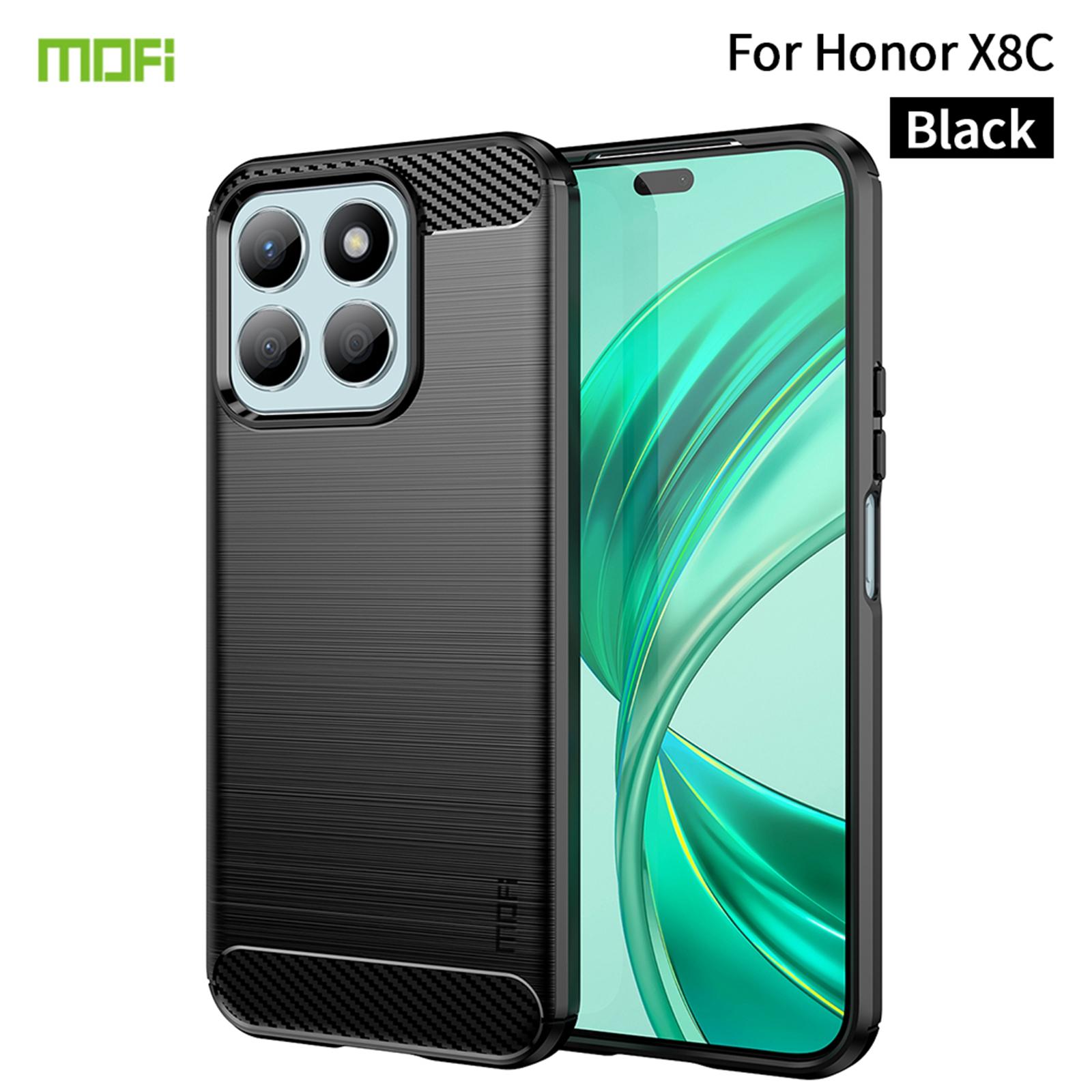 

For Honor X8b 4G/Honor X8c 4G Back Cover MOFI Brushed Texture Carbon Fiber Soft TPU Case Black
