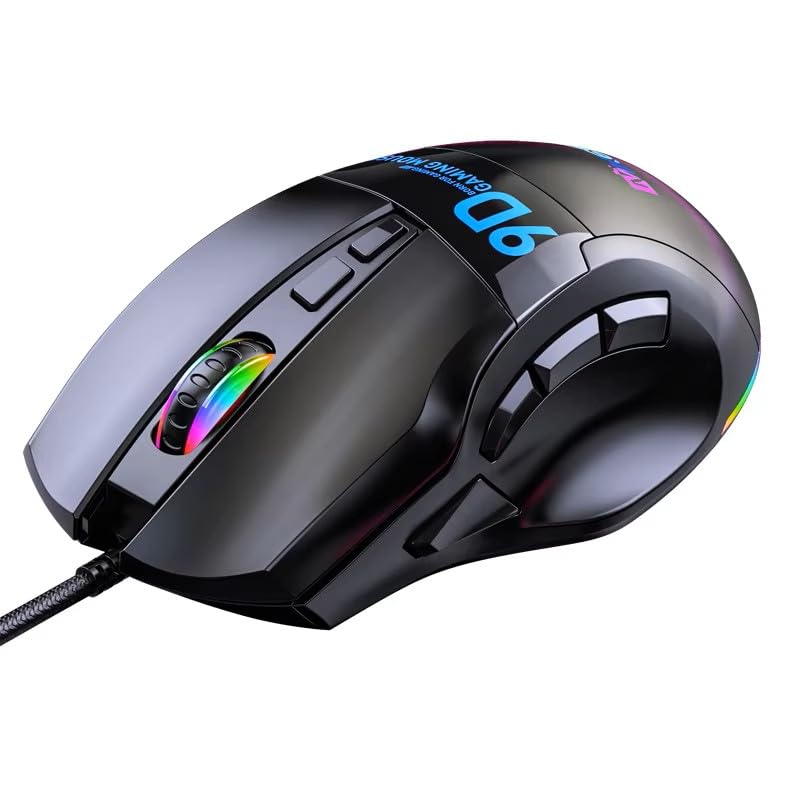 X10 Gaming cu Fir 9 Macro 13 RGB pentru [MKESPN] Mouse, Butoane, Suport, Moduri, 800-12800 DPI, 125-1000Hz, FPS/MMO