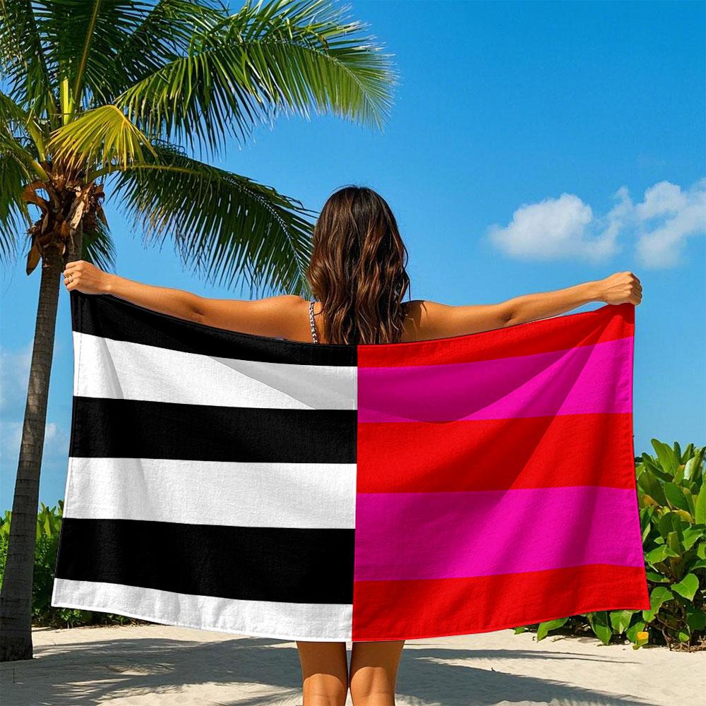Color - Block Stripes Quick Drying Bath Towel Microfiber Beach Towel Light Weight Swimming Camping Yoga Beach Out
