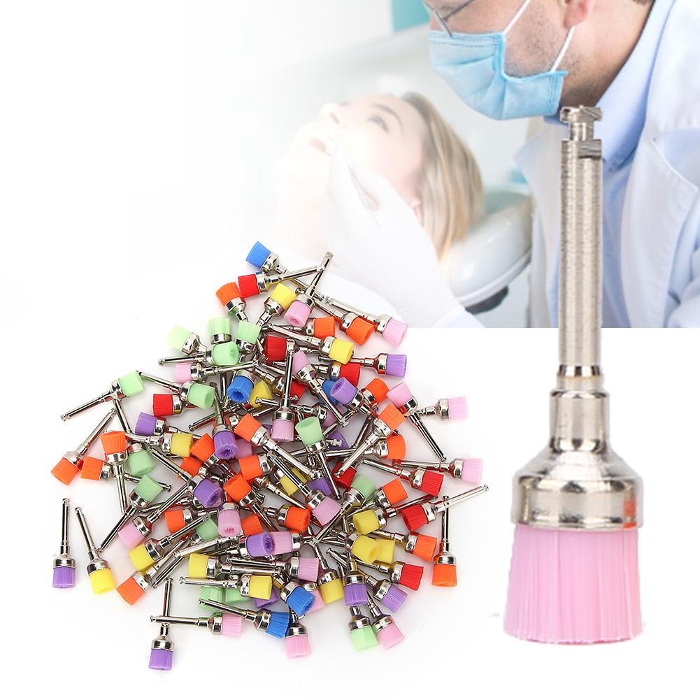 100Pcs Dental Polisher Nylon Teeth Polishing Brush  Dental Supply with Storage BoxMixed Color