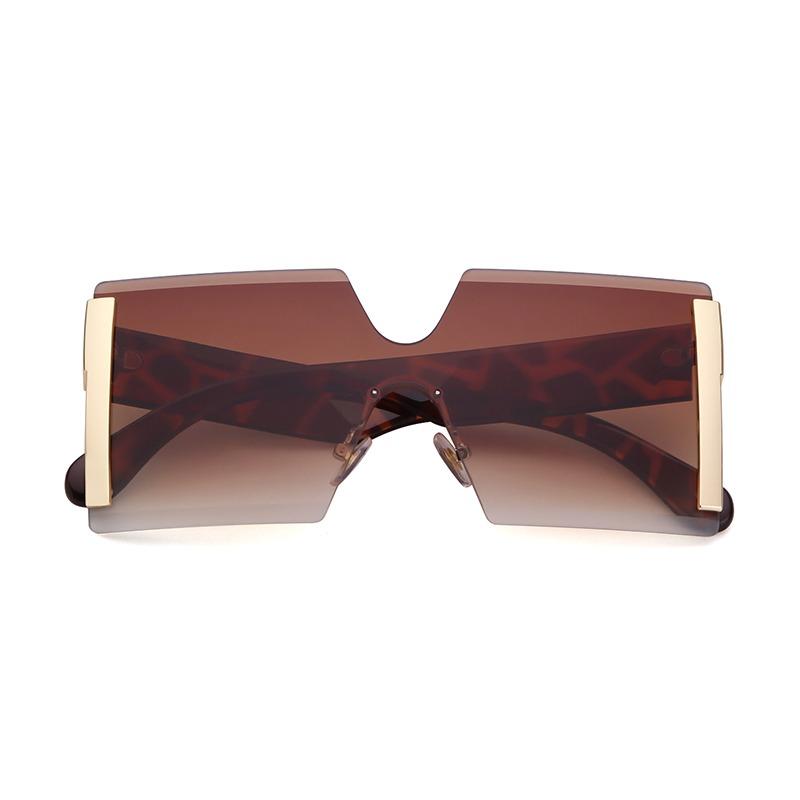 Fashion Gradient Square Rimless Sunglasses for Women Men Designer Trendy Blue Lens Oversize Sun Glasses UV S61G