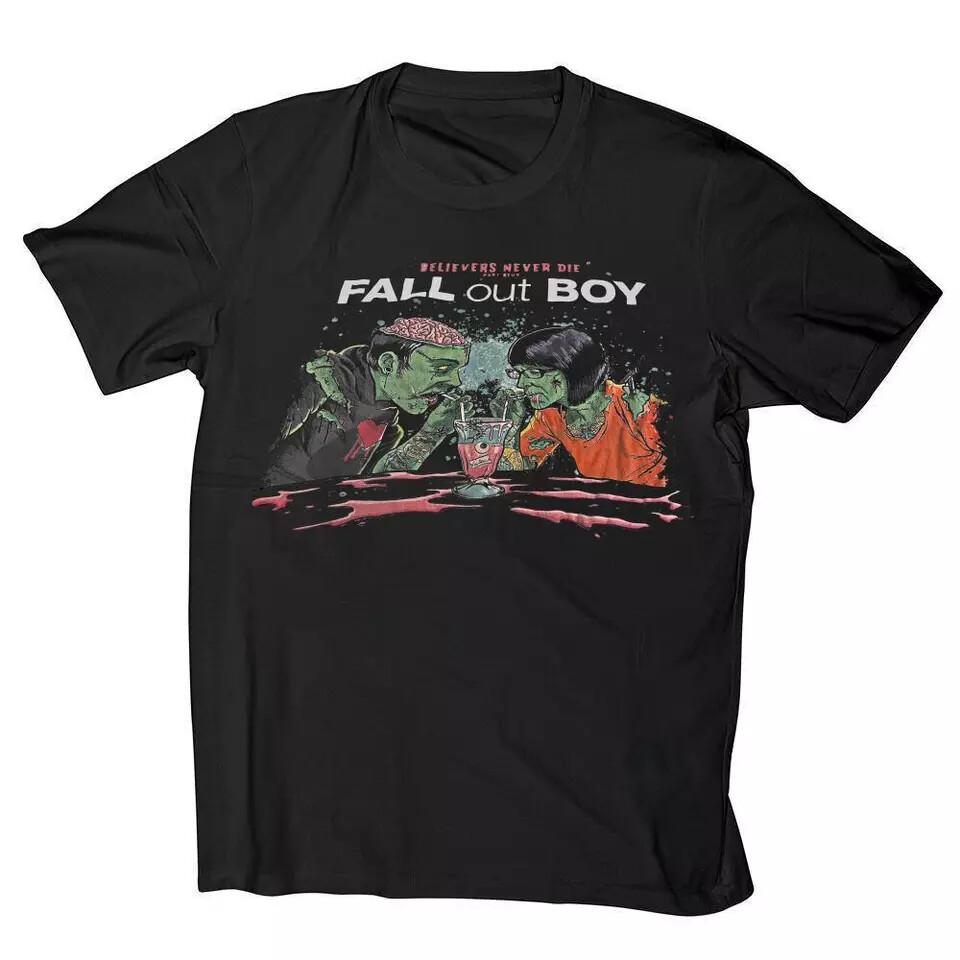 Винтажная черная футболка Fall Out Boy Believers Never Die Part Deux Tour 2009.webp Унисекс футболка XXXL
