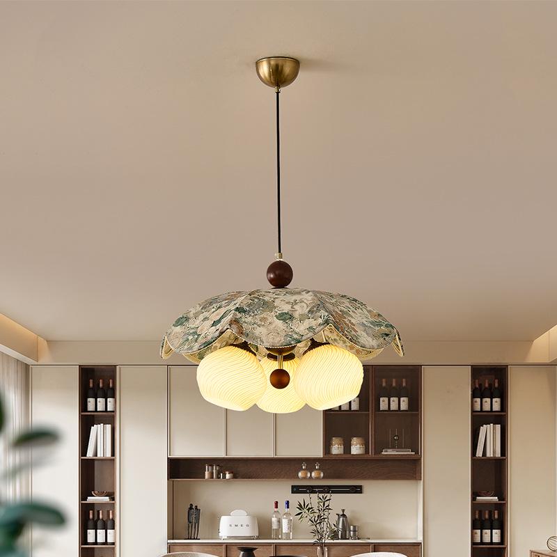 Vintage French Fabric Pendant Light for Dining, Living Room, or Bedroom