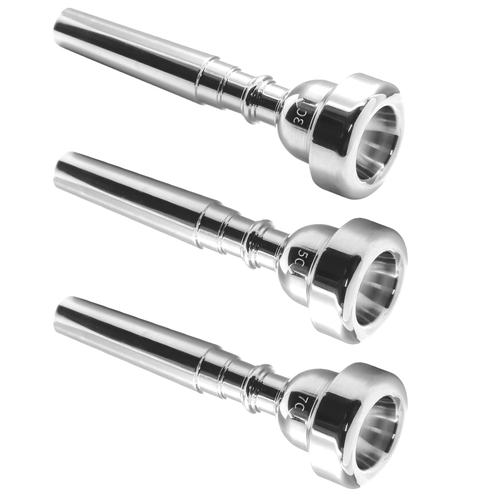 

Biaungdo Trumpet Mouthpieces, 7C, 5C, 3C, 3-Piece Set, Brass with Silver Plated Accents, for Professional Players and Beginners
