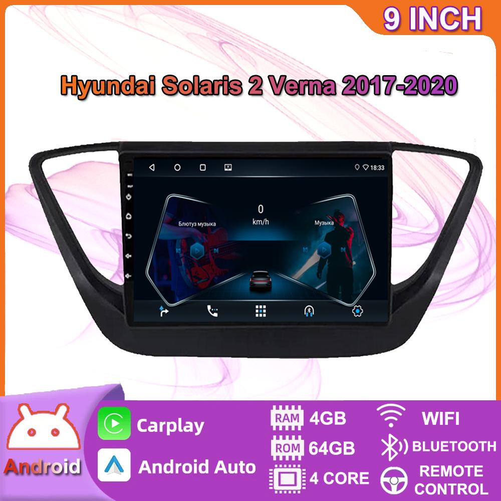 Android Carplay Auto For Hyundai Solaris 2 Verna 2017-2020 Car Radio Navigaion GPS Multimedia Video Player 2din Head Unit 4+64GB