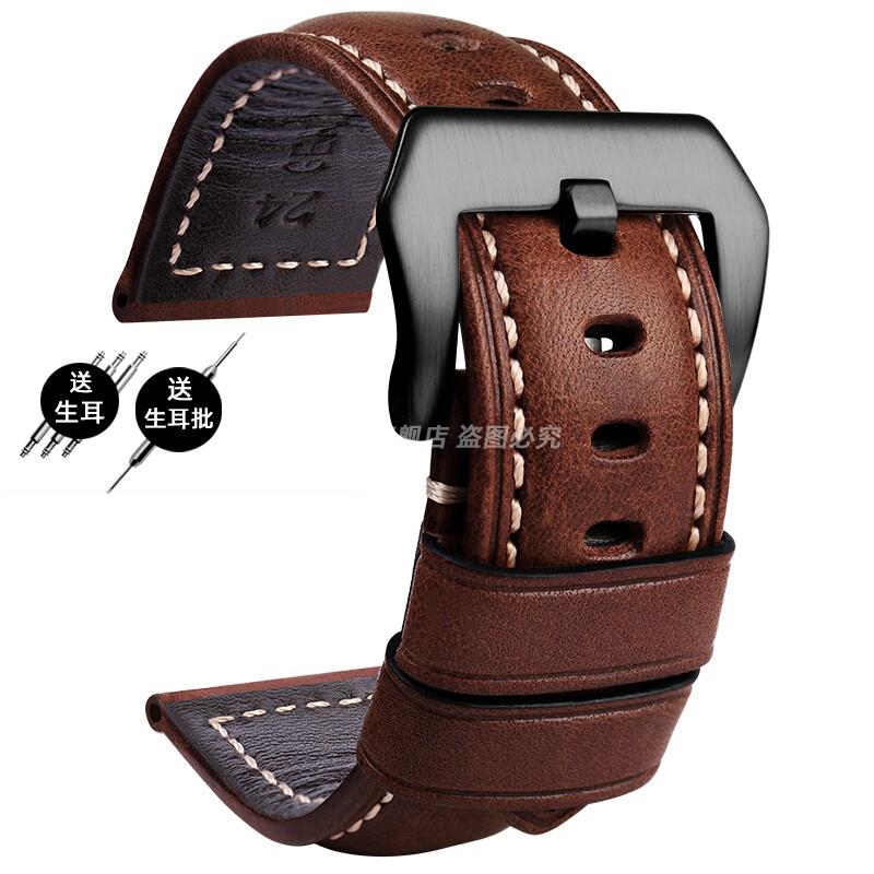 For Panerai PA441 PAM01661 Lumino Watch strap with thickened Italian cowhide Watchbands Vintage Watch Band male Bracelet 22 24MM