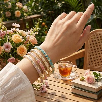 Ethnic Style Metal Enamel Bangle Colorful Hand Bracelet Charming Cloisonne Bangle  Party