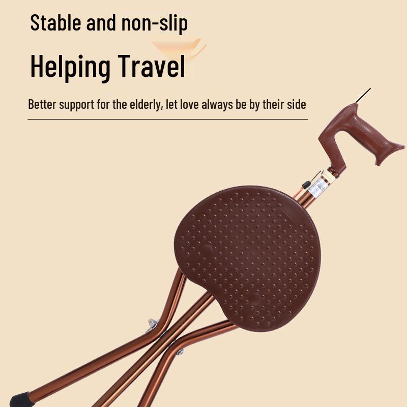 Lightweight Multi-Functional Cane Stool with Anti-Slip Grip & Light for Elderly