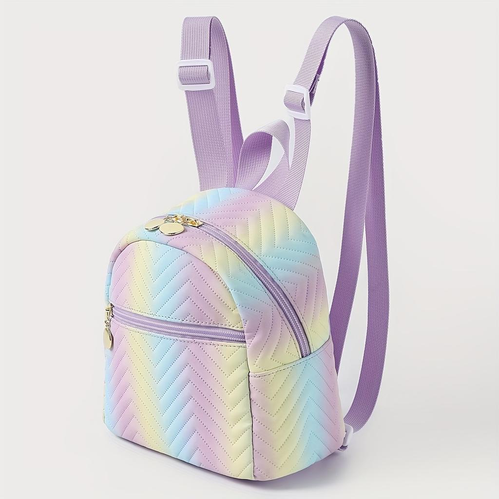 Cute Color Striped Mini Backpack, Women's Fashion Casual Travel Commuter Bag