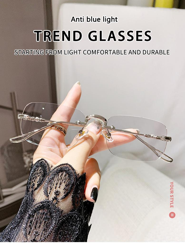 2PCS Po-sensitive Color-changing Anti-blue Light Nearsighted Glasses Rimless And Elegant Style Model 2190