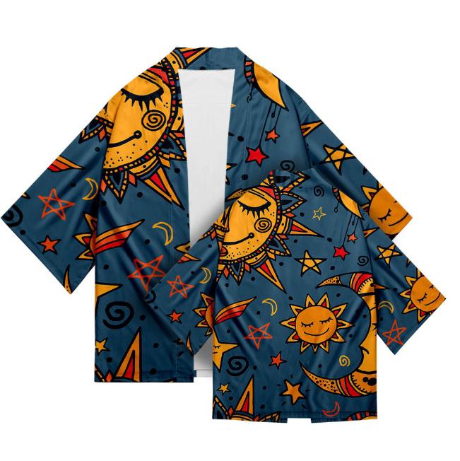 Women's Sun Pattern Series Shirt Performance Clothing Literature Japanese Uniform Dojo Hinoki Kimono Digital Printing
