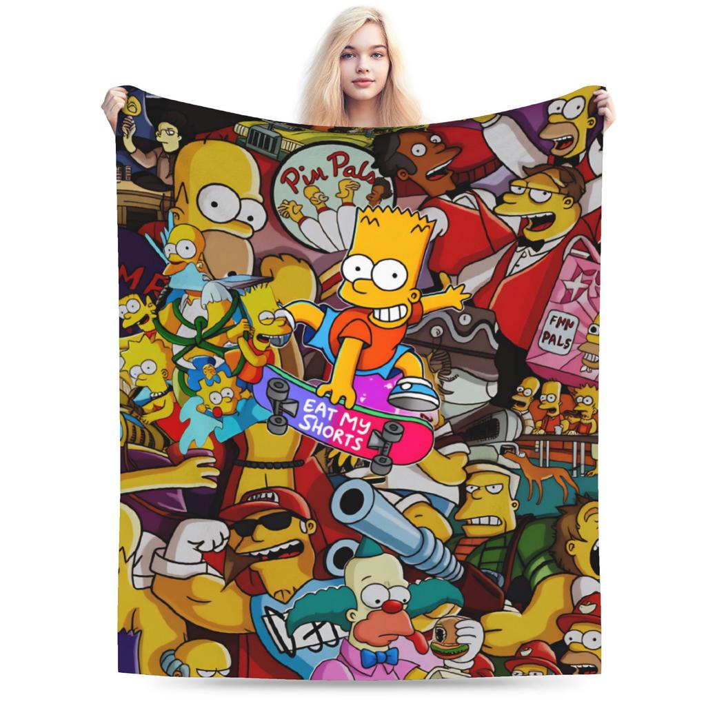 Bart S-Simpsons Character Blanket Girl Flannel Throw Blanket For Chair Sofa Bed Super Soft Design Quality Bedspread Gift