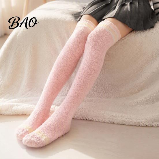 Warme Wintersocken 1 Paar Damen Oberschenkelhoch für den Winter, Verdickte Korallenfleece Bein Samt Wärmer Lange Strümpfe, Flauschige Over-the-Knee-Stiefel Mädchen