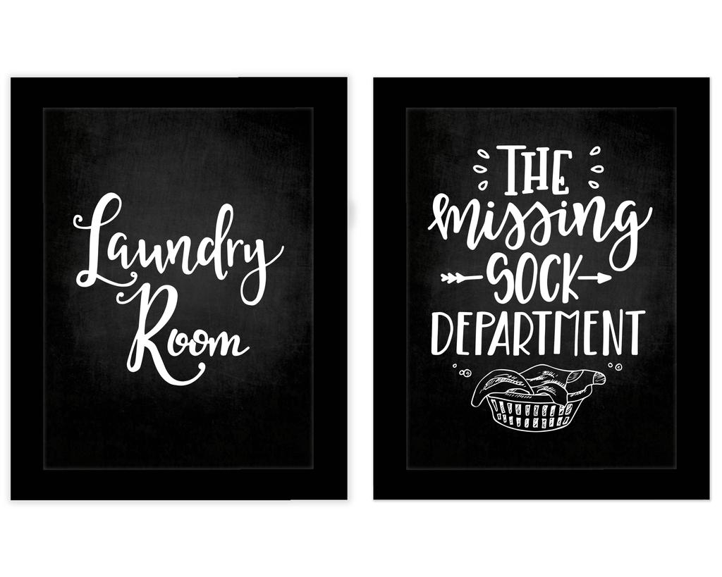 Inkdotpot 2 Piece Laundry Signs for Laundry Room Decor Wash Dry Fold Repeat Poster With Frame, Laundry Room Wall Art Signs Framed