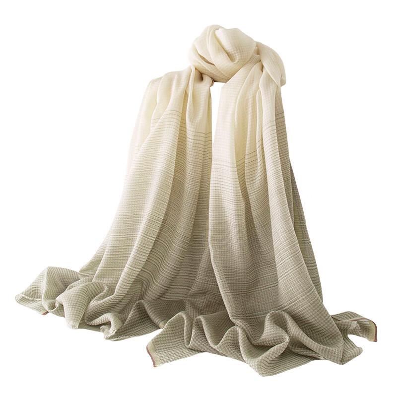 Gradient Jacquard Wool Scarf with Gold Thread Border 90*200cm