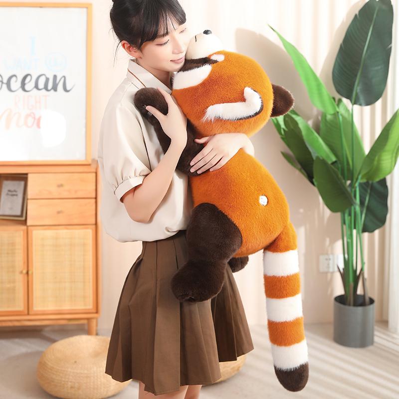 32-70cm Kawaii High Quality Forest Animal Plush Doll Pillow Soft Long-arm Red Raccoon Black White Panda Plush Toy Home Decor