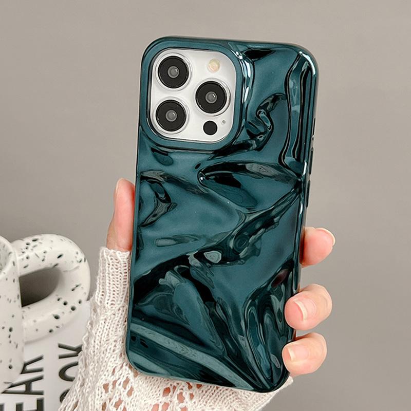 Coque de téléphone Fashion Plating Green Fold Wrinkle pour iPhone 17 Air 16 15 13 11 12 14 Pro Max Housse souple en silicone