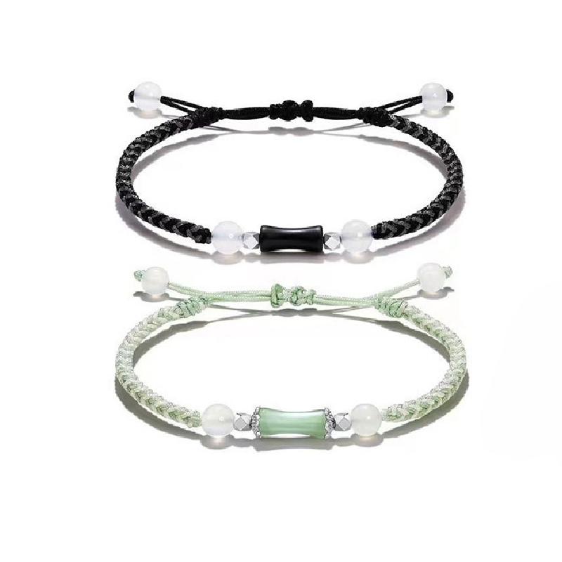 Vintage Chinese Style Braid Bamboo Bracelet For Women Girls Beaded Bracelet Party Handmade Jewelry Adjustable Gifts