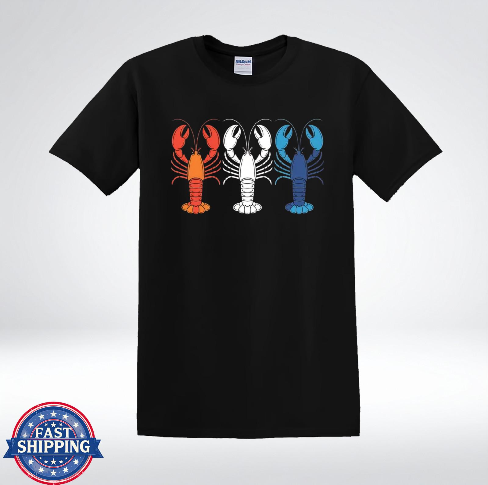Lobster Shirt Red White Blue Patriotic Seafood Lover T-Shirt S