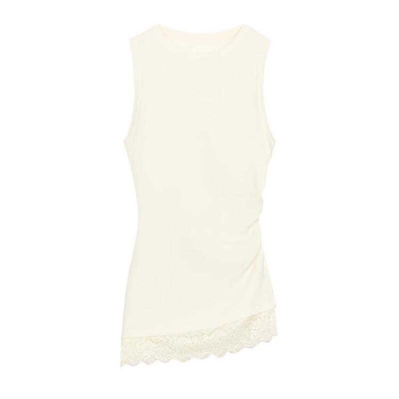 2026 Spring European Style Pleated Lace Top Medium