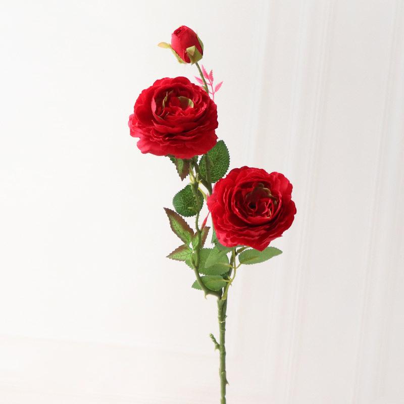 Fiori Artificiali in Seta Peonia a 3 Teste Rosa Occidentale Ornamento Floreale per Decorazione Matrimonio