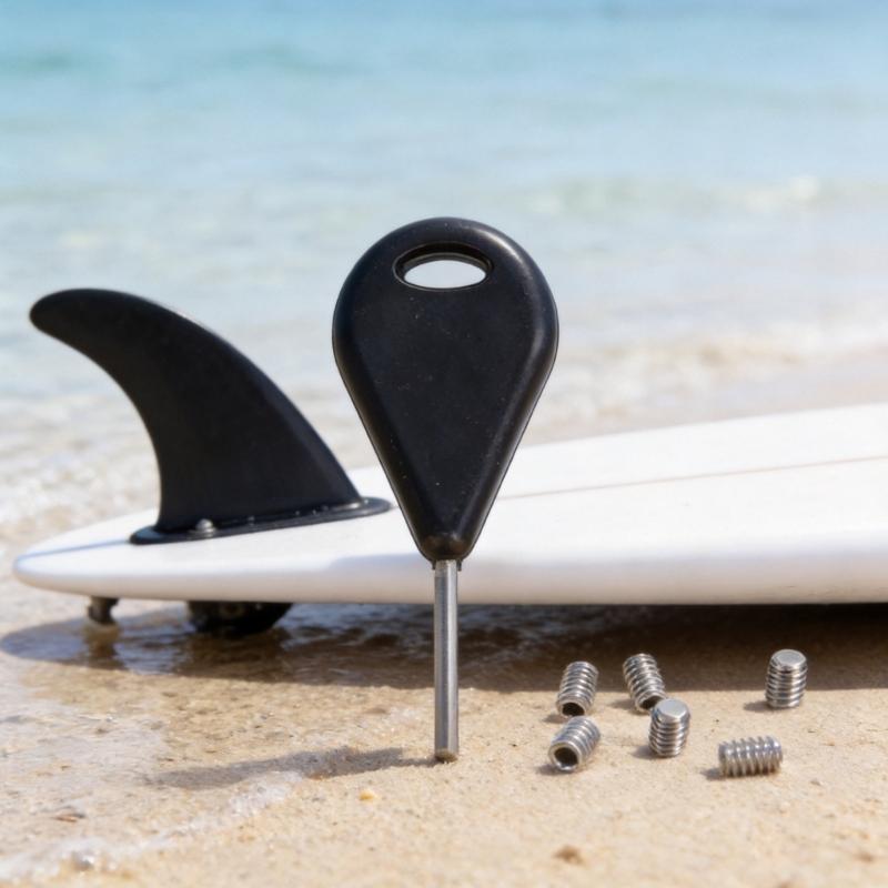 52.3Mm Surfboard Finning Adjustment Key with 6 Finning Screws, Handy Tool for Installing, Removing and Tightening Surfboard Finning During Board Care