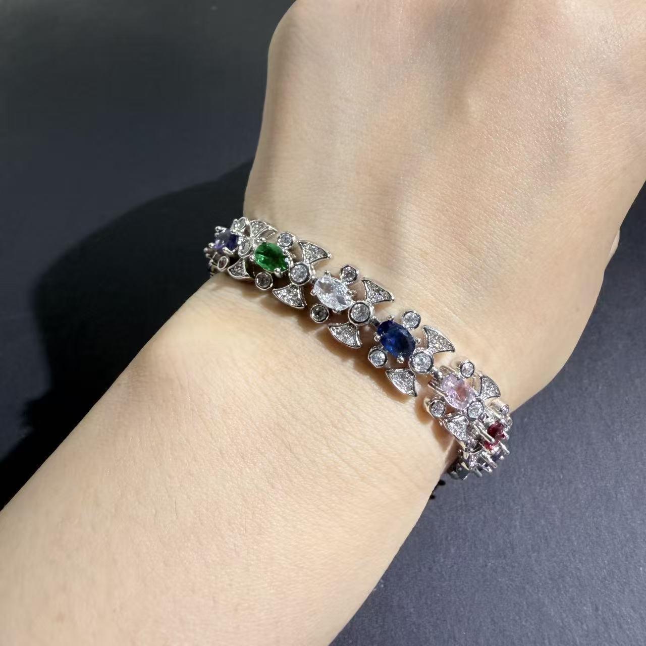 European Style Zircon Bracelet: Square Petal with Diamond Inlay, Light Luxury, Versatile Design