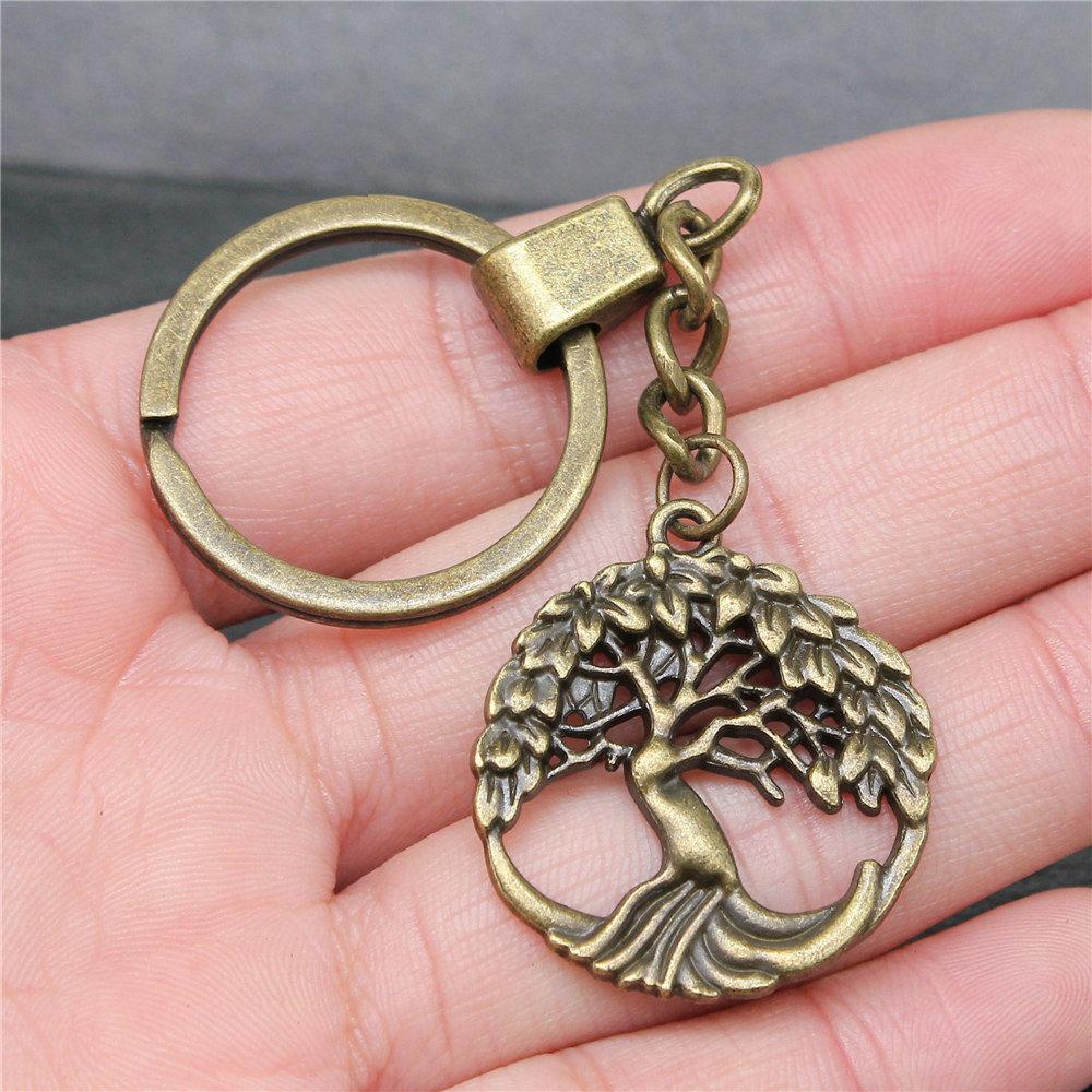 Tree of Life Nature Growth Pendant Antique Bronze Metal Keychain Trendy Gift for Nature Lovers