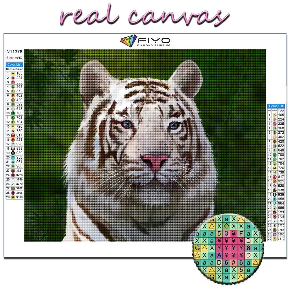 5D DIY Diamond Painting Animal White Tiger Cross Stitch Diamond Art Embroidery  Mosaic Home Deco