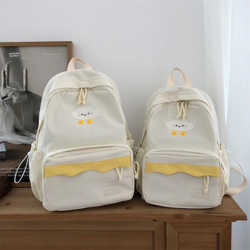 Cartoon Women's Backpack Student Large Capacity School Bag Color Block Campus Backpack