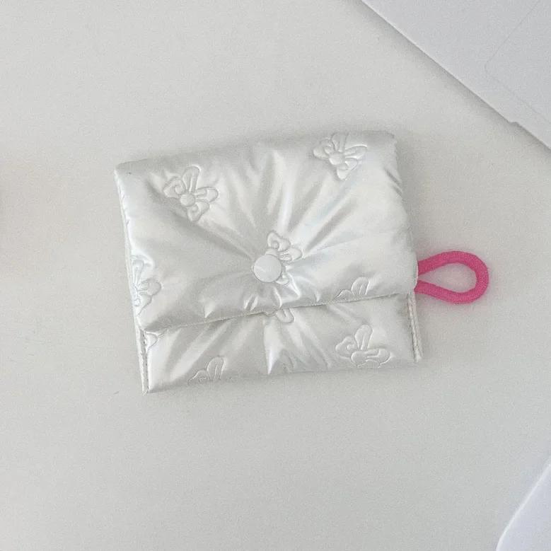 Korean Quilted PU Love Bow Cosmetic Bag Skincare Products Pouch Inner Pocket Multi-function Makeup Lipstick Storage Bag Handbag