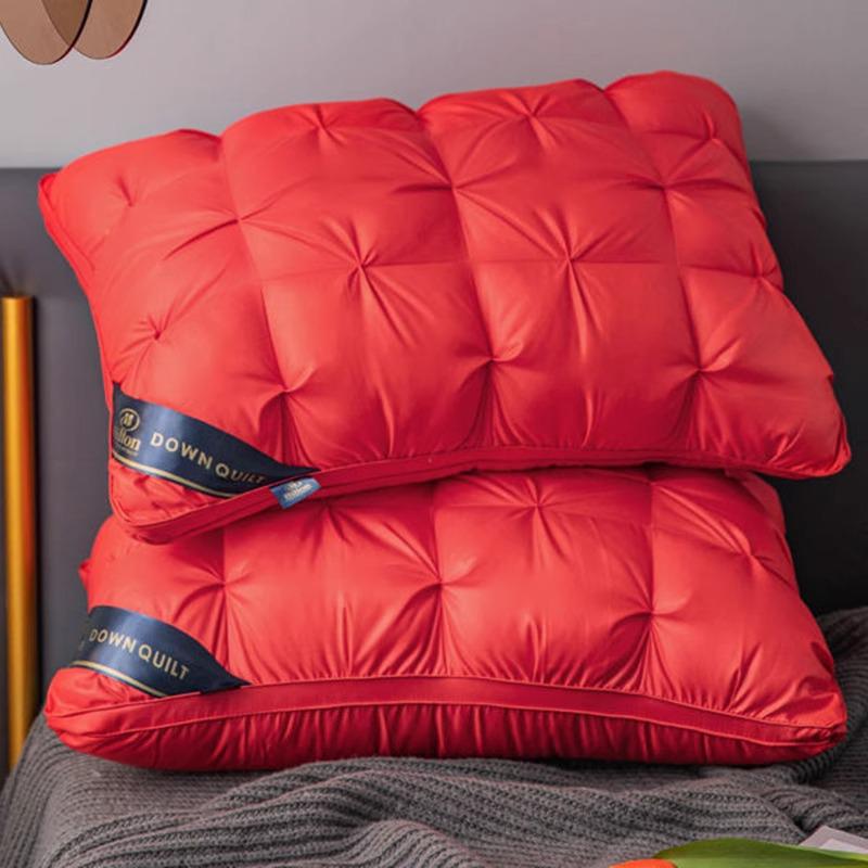 Luxury Durable Hotel Pillow: Neck Support, Non-Collapsing, Washable Feather Velvet