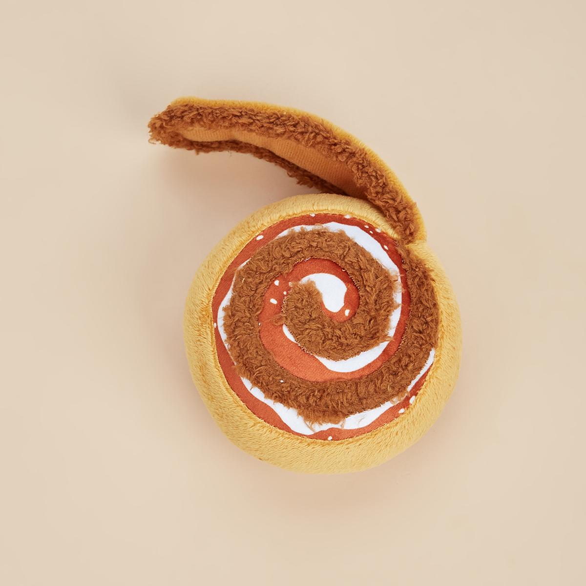 

Плюшевая пищалка для собак с дизайном булочки с корицей для питомца, яркая мягкая набивка, милые сквиши, коллекция еды для сжимания, игрушка для питомца коричневый