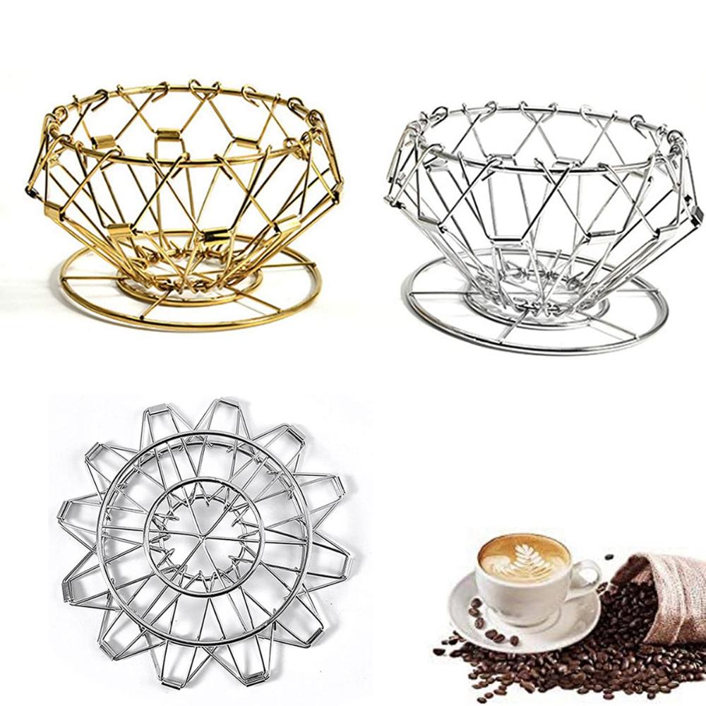 Steel Collapsible Reusable Folding Coffee Dripper Stand Basket Strainer Rack Coffee Filter Holder