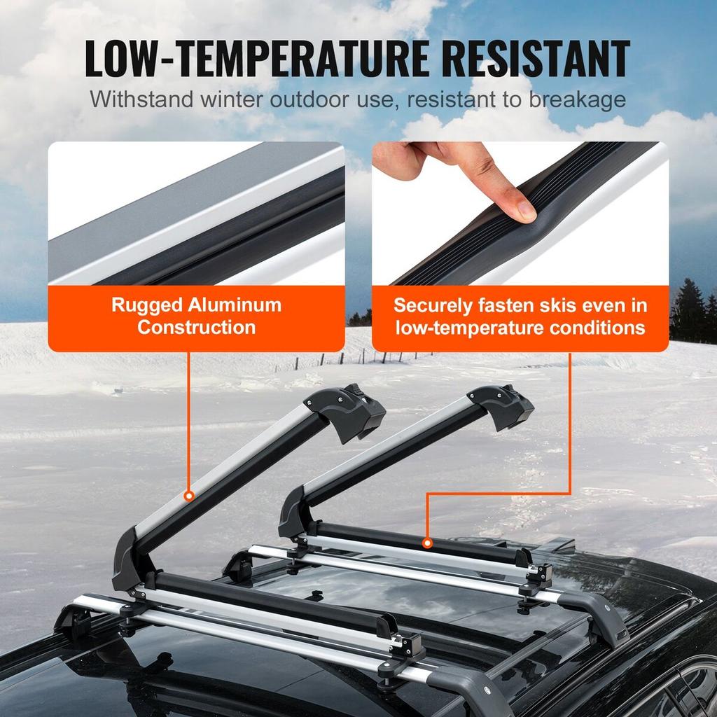 Porte-skis Snowboard de toit 31,7" Porte-skis Universel pour toit de voiture avec serrure