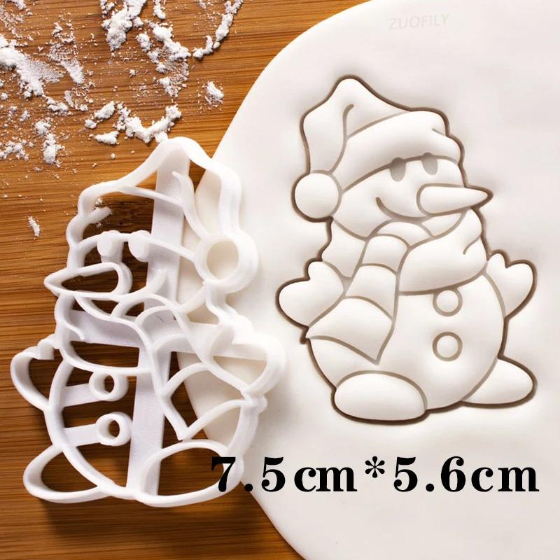 Christmas Cookie Embosser Mold Cartoon 3D Santa Claus Elk Chimney Fireplace Fondant Stamp Cake Decorating Tools Baking Supplies