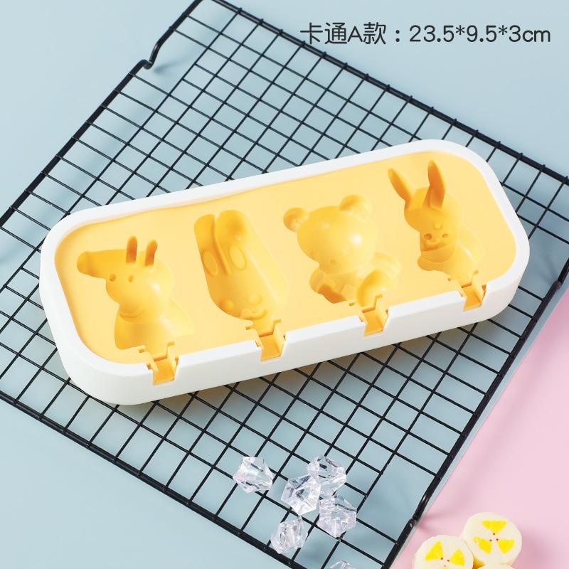 New Ice Cream Mold Popsicle Siamese Molds with Lid DIY Homemade Ice Lolly Mold Cartoon Cute Silicone Chocolate Mold Tools