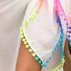 Colorful Pompom Tassel Skirt Bikini Cover Chiffon Swimsuit Sarong Casual Beach Skirt  Women
