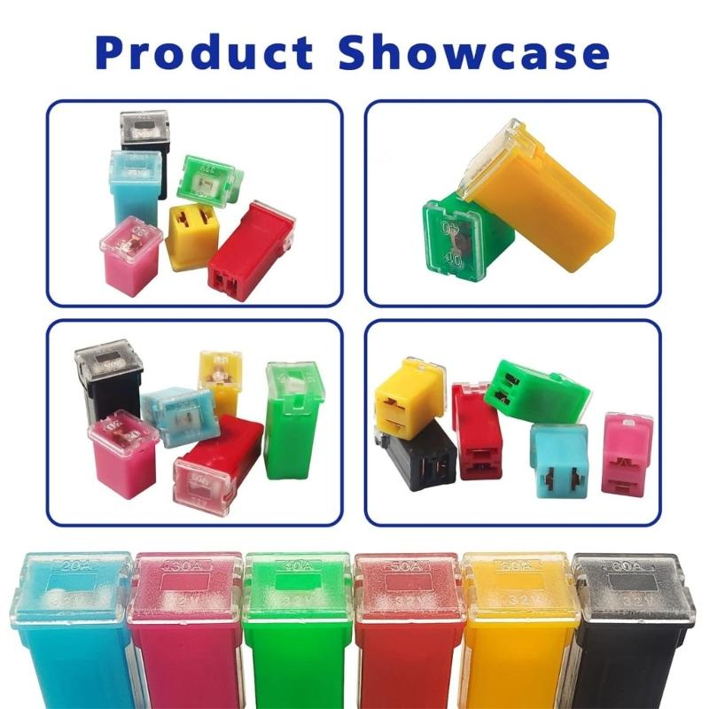 36Pcs Low and Tall/Standard Profiles Box Shape Fuses 20A 30 40 50A 60A 80A Car Cartridge Fuses for Trucks Car