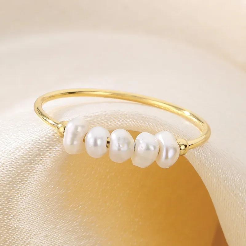 Exquisite Shell Imitation Pearl Women's Rings Light Stainless Steel Rings For Ladies Party Wedding Bands Jewelry