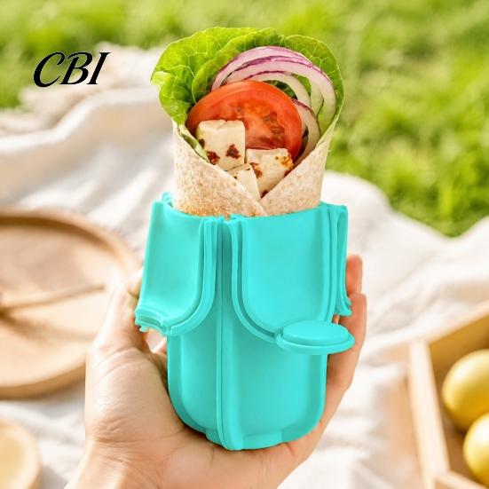 Kompakter Snack-Organizer Silikon-Burrito-Halter, Faltbare Wraps-Aufbewahrungsbox für Sandwich Hot Dog, Lebensmittelt Behälter Zusammenklappbar Sushi-Rolle Picknick Reise,