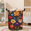 1pc, Vibrant Floral Laundry Hamper, Attractive Flower Design Laundry Basket with Handle, Convenient Clothes Storage Basket, Collapsible Laundry Bag Fo