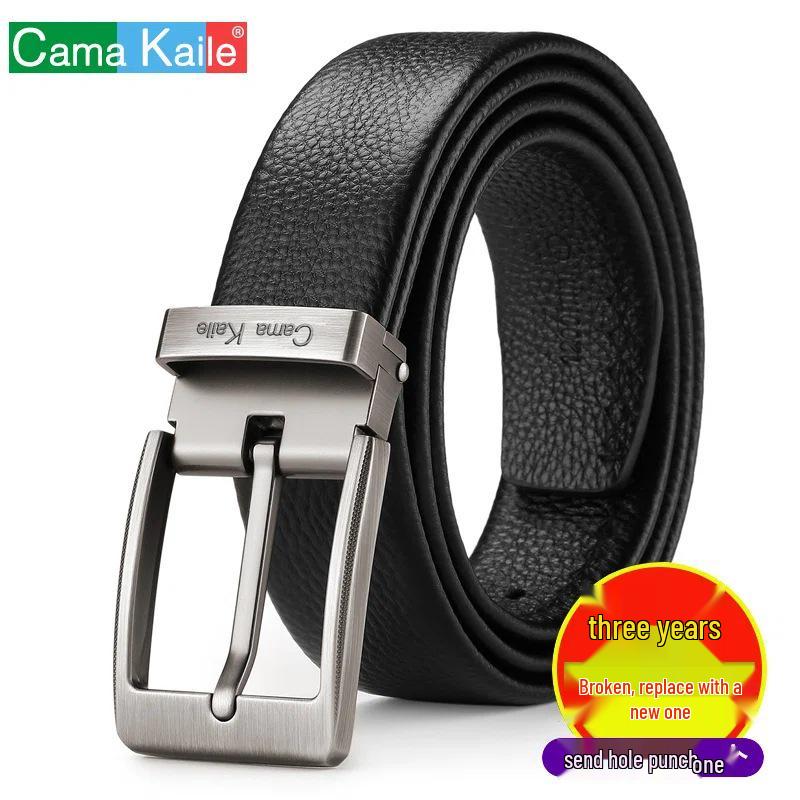 

Мужской ремень из натуральной кожи с пряжкой-штифтом, корейский стиль, повседневный или деловой, подходит для молодежи и студентов. 120cm чёрный