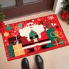 Flannel Thickness 0.47inch - 1pc Cartoon Christmas Door Mat, Santa Claus and Christmas Gifts Print Absorbent Non-Slip Mat, Comfo
